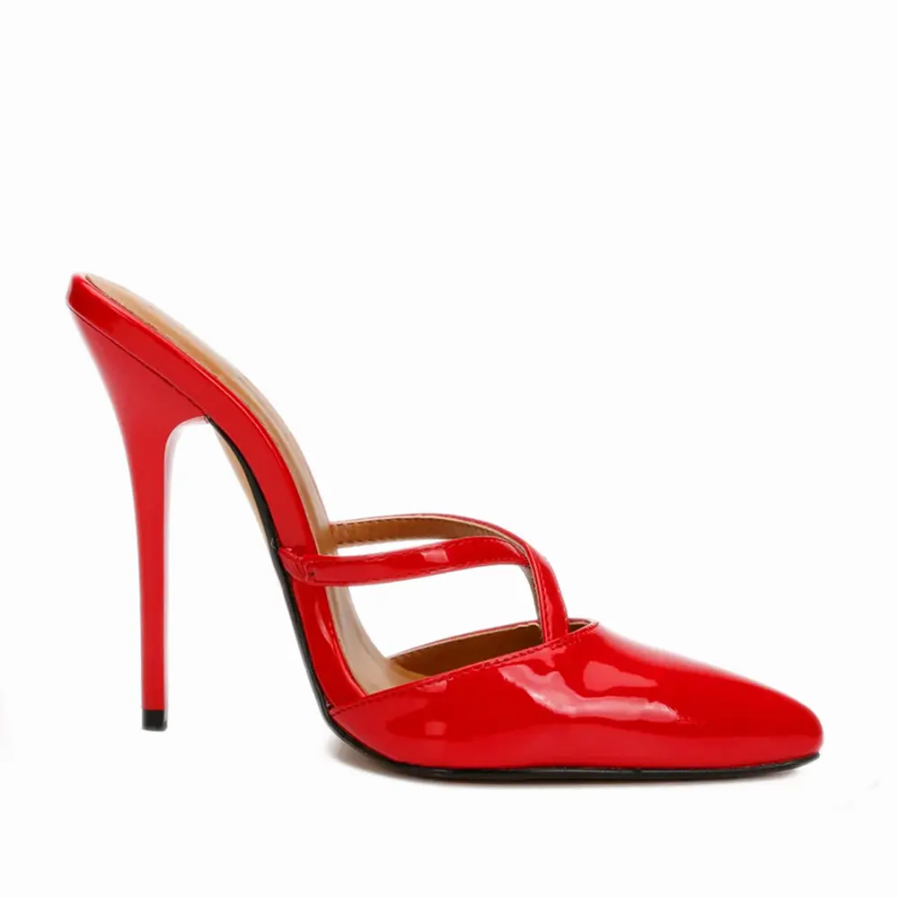 2024 sapatos femininos novo design de salto alto vermelho mules 45 chinelo sandália para senhoras festa sapato fazendo serviço personalizado com pequeno pedido