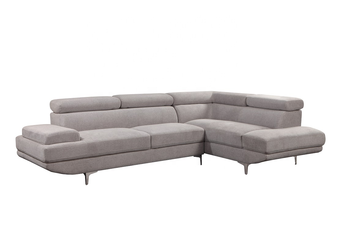 European style upholstery reclinable modern gray fabric sectional couch living room sofa set with chaise
