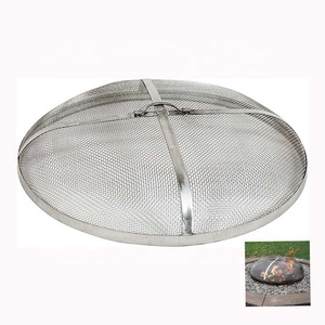 Heavy Metal Firepit Lid Duty <strong>Round</strong> Fire Pit Spark Screen with Mesh Screen and Handle for Outdoor <strong>Patio</strong> Backyard - Product Image 1