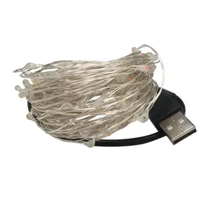 2M 20LED 5M 50LED 10M100LEDシルバーワイヤーUSBLEDストリングライト