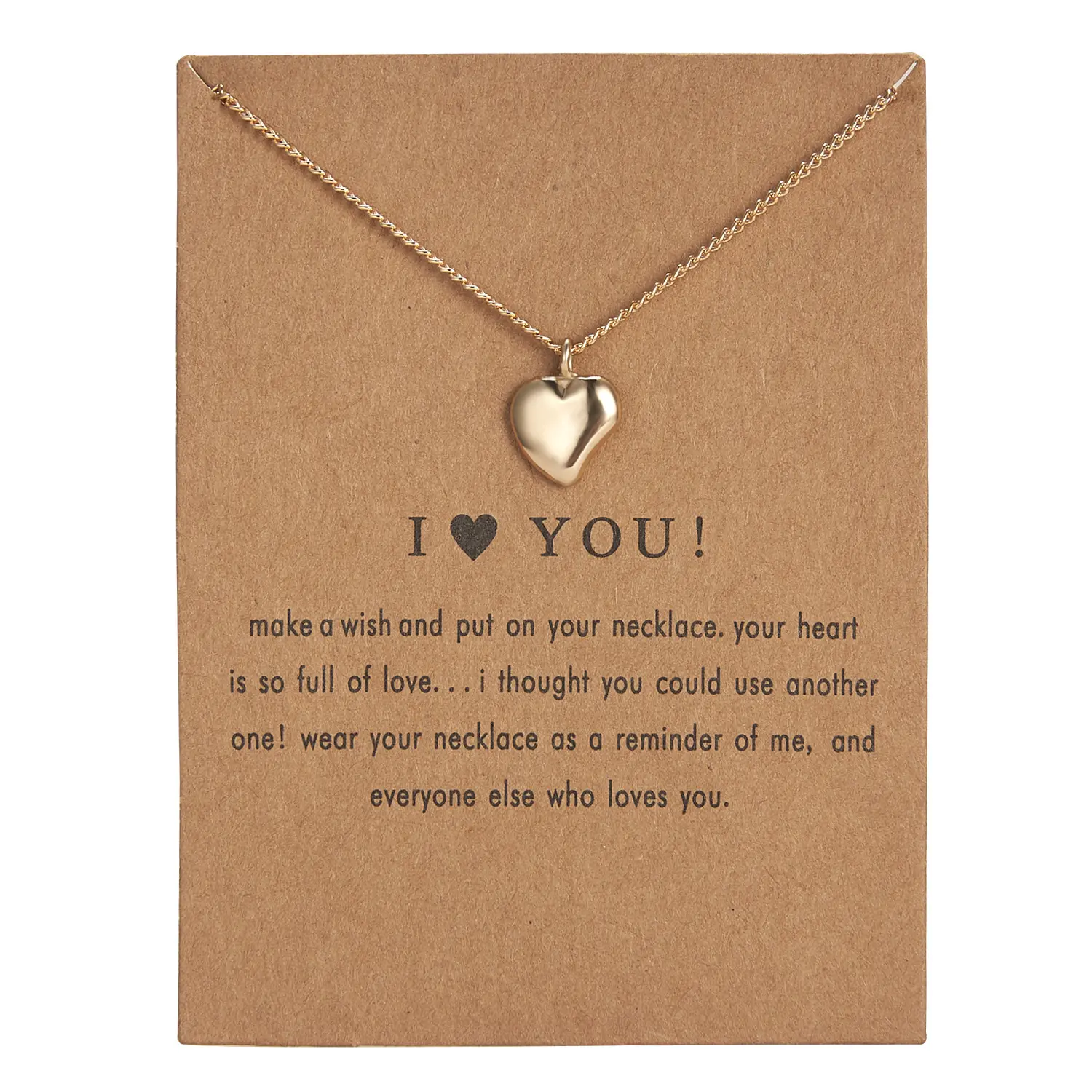 Collar de aleación de corazón con tarjeta de papel I Love You para mujer, colgante de joyería sencilla coreana, cadena con tarjeta de deseos
