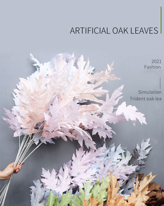 SN-Z1073プラスチックオークの木の枝結婚式ホームアート装飾人工3フォーク大きなオークの葉 - Product Image 3