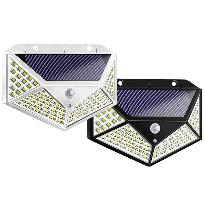 114 LEDSolar Lámpara de pared Patio Todos los lados Lámpara solar luminosa Inducción del cuerpo humano Lámpara impermeable para exteriores Arandela de pared solar