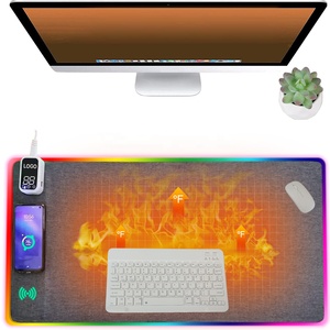 Tappetino per Mouse da tavolo in pelle PU con riscaldamento per caricabatterie Wireless da 80*40cm con funzione calda e Timer - Product Image 1