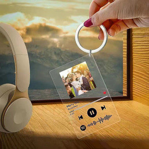 キーチェーン画像カスタム長方形アクリルキーチェーンカスタムプロモーションギフト写真曲歌詞音楽Spotifyコードキーチェーン - Product Image 4