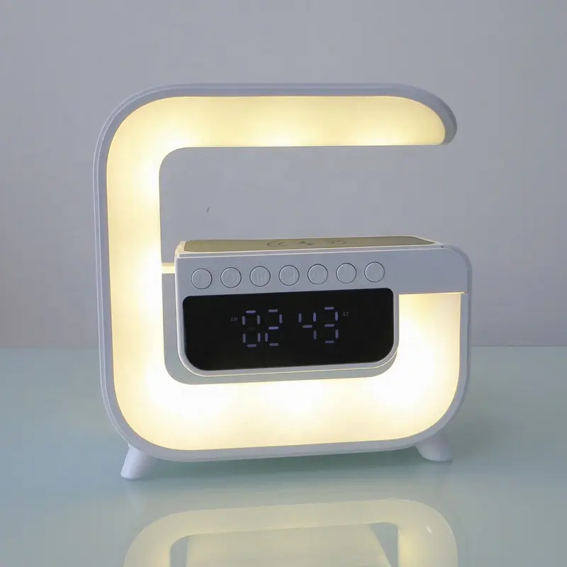 Lonvel Mini G3 altavoz pequeño en forma de G altavoz y lámpara 5 en 1 estación de carga inalámbrica lámpara de escritorio con luz LED RGB altavoz de música G