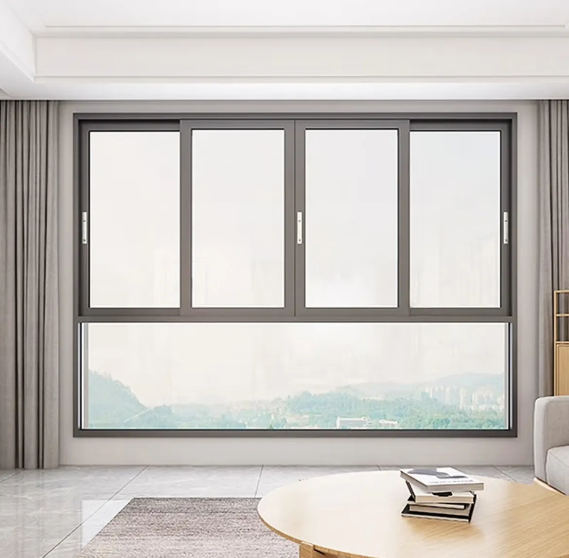 Yüksek kaliteli daire slayt pencere tasarımı alüminyum cam sürgülü pencere