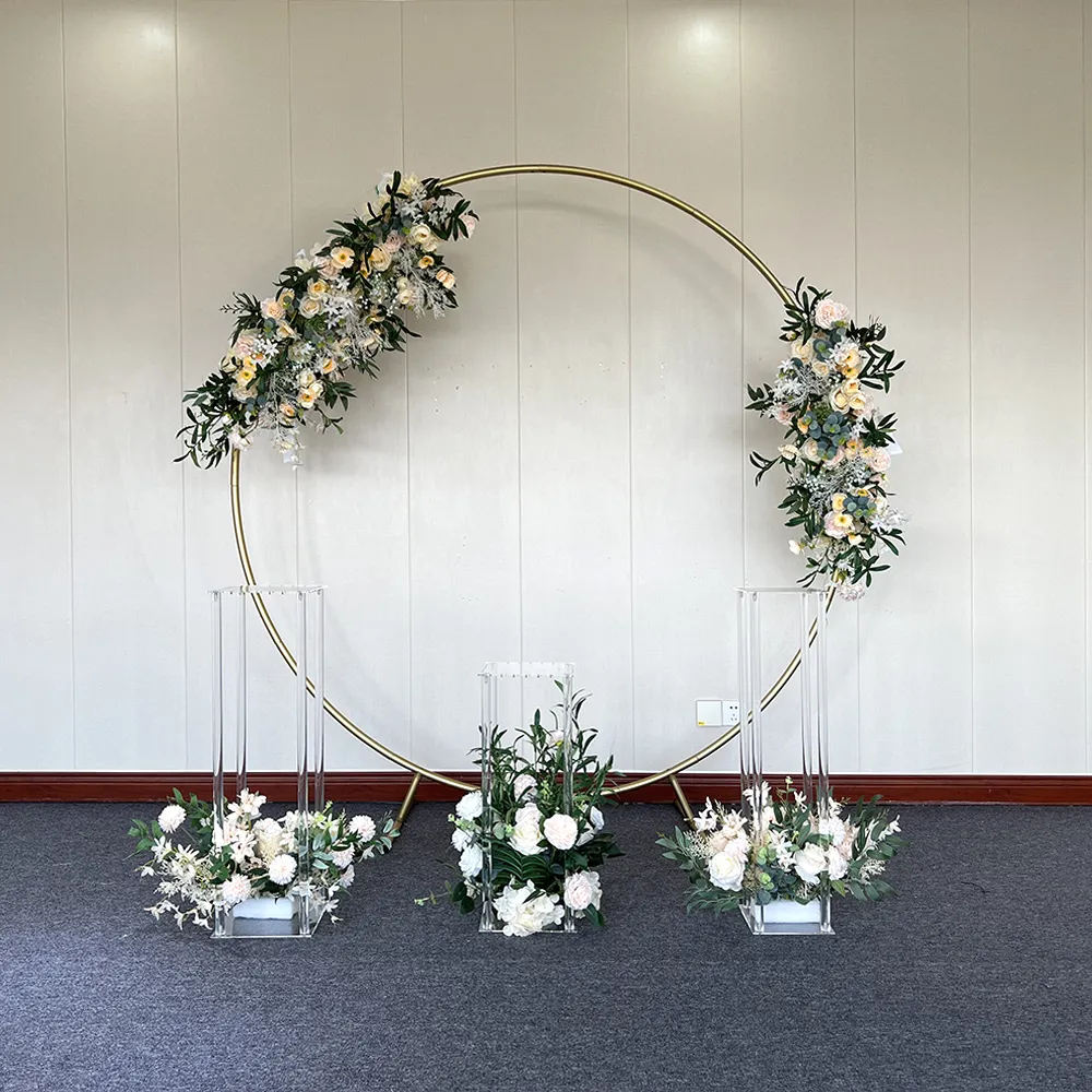 Wirtschaft licher Versand kostet neuen Stil 6,6 Fuß Gold Hochzeit runden Ballon Blumen reifen stehen