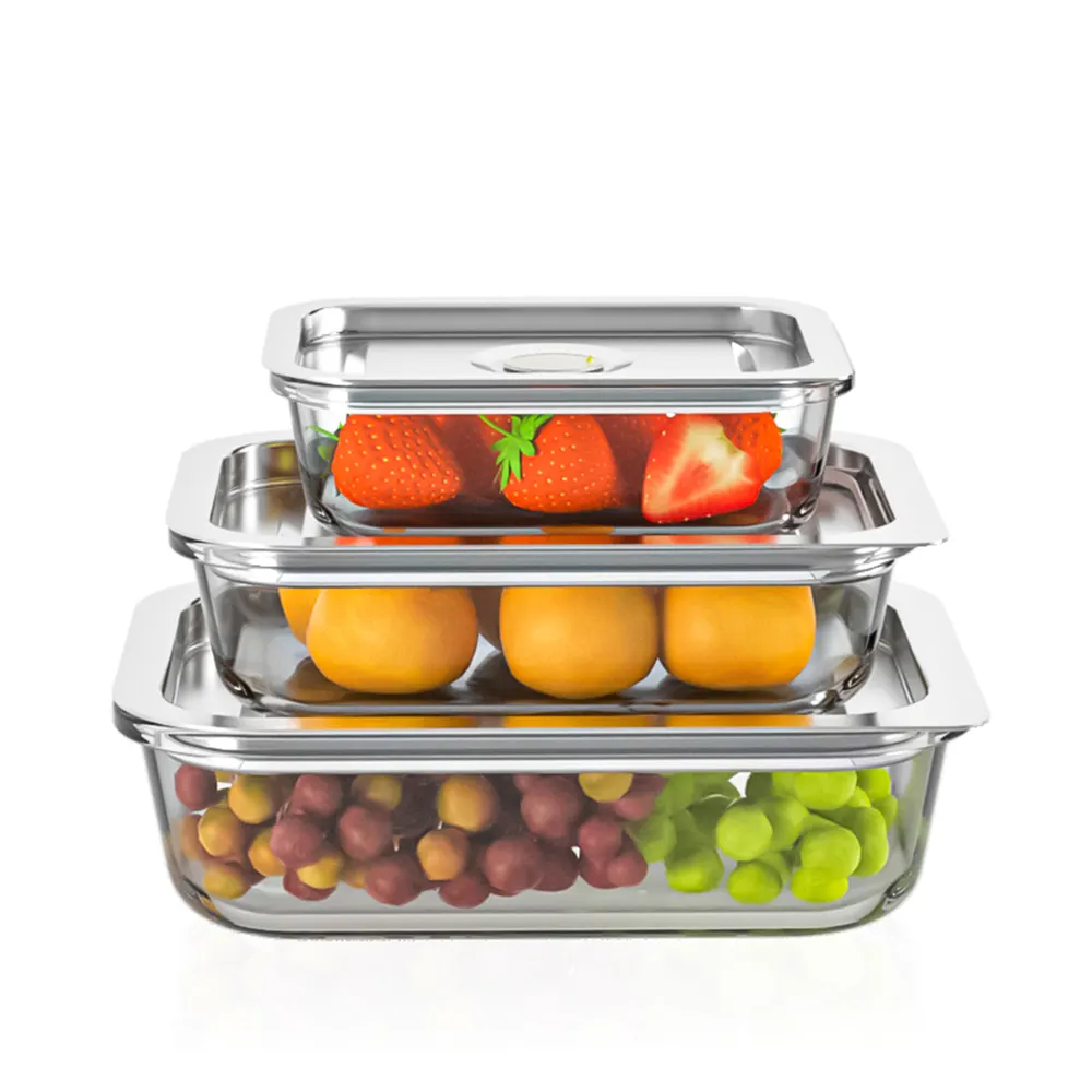 BPA Free contenitori per alimenti in vetro con coperchi ermetici a microonde per preparare pasti Bento Lunch Box e avanzi con coperchio in acciaio