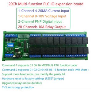 Eletechsup R4D6F20 4-20MA Corriente IN 20 Salida de interruptor 2 Entrada PNP 0-10V Voltaje Entrada analógica RS485 Modbus RTU PLC Módulo IO - Product Image 3