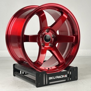 RC dövme tekerlekler 5x114.3 özel Subaru WRX STI Legacy B4 için 17 18 19 inç JDM fırçalanmış kırmızı/mat şerit özel alaşım jantlar - Product Image 6