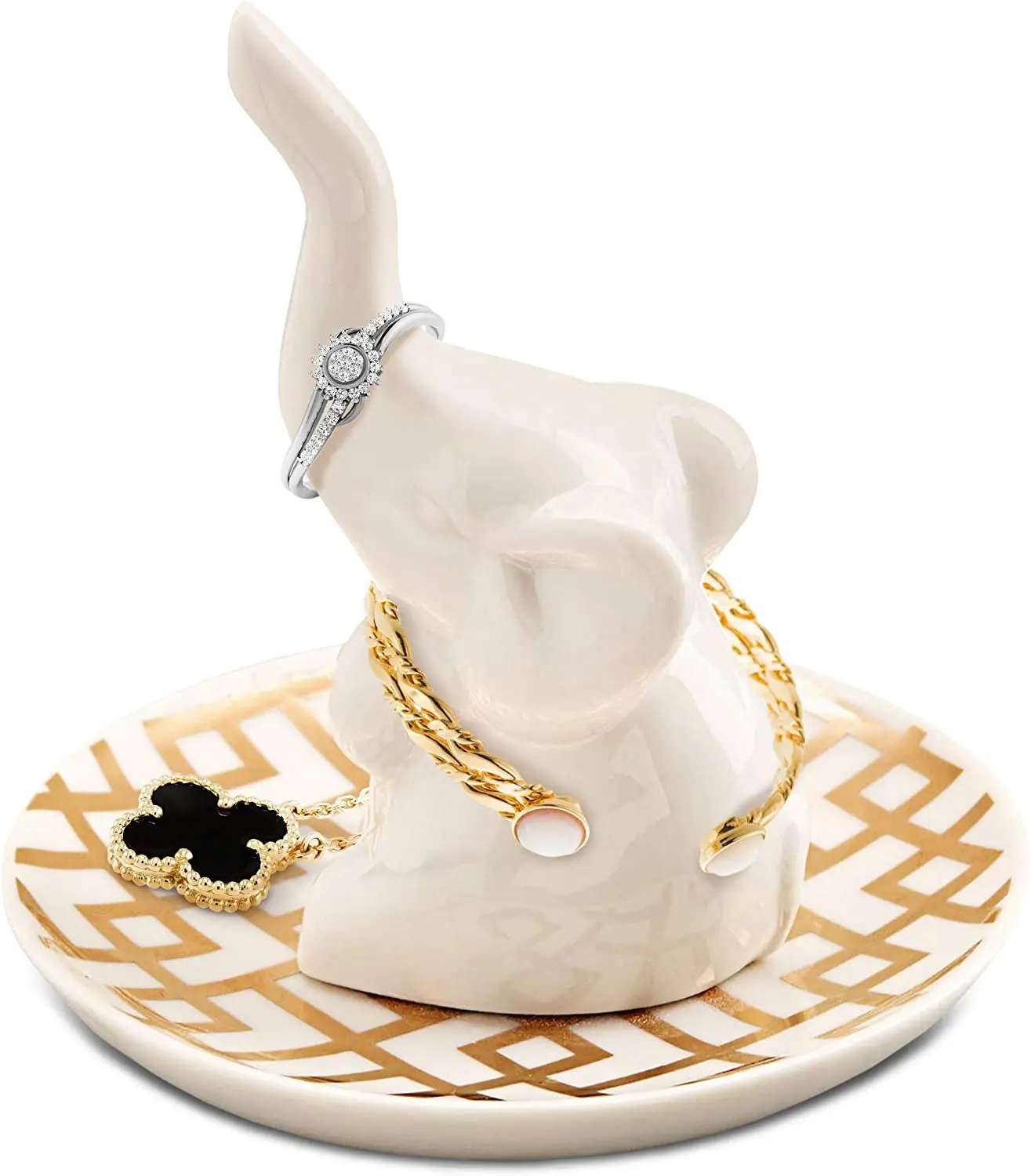 Portagioie decorativo per elefante con supporto per anello animale in ceramica adorabile