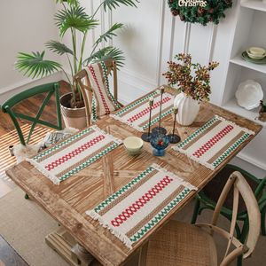 热销批发餐垫定制印花几何菱形图案流苏餐桌垫 - Product Image 2