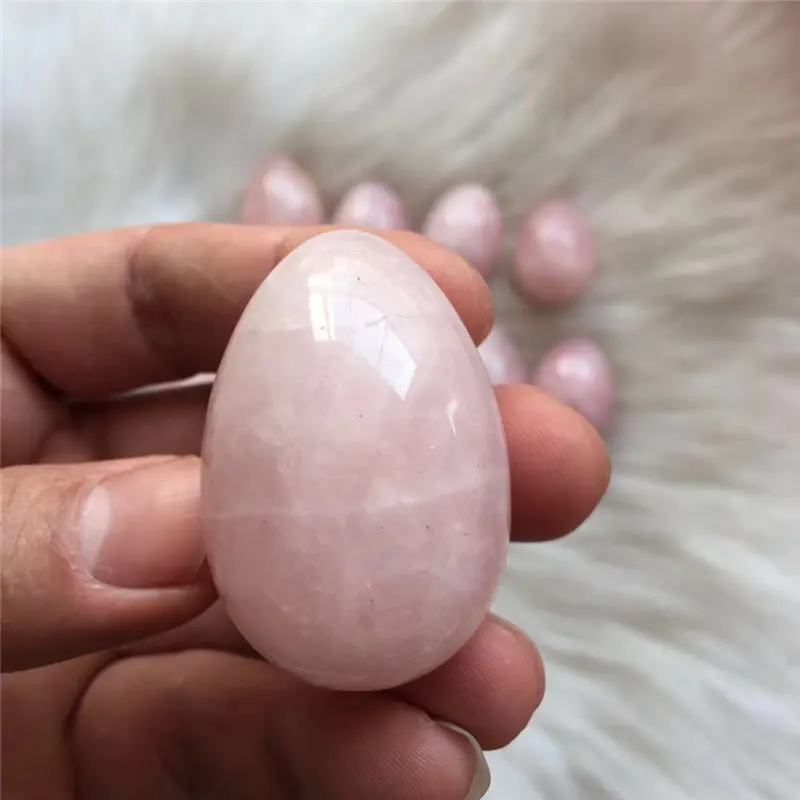 Bubuk Kristal Batu Giok Alami Panas, Kualitas Telur Giok Kristal Mawar Alami Pijat Telur Yoni untuk Latihan Vagina