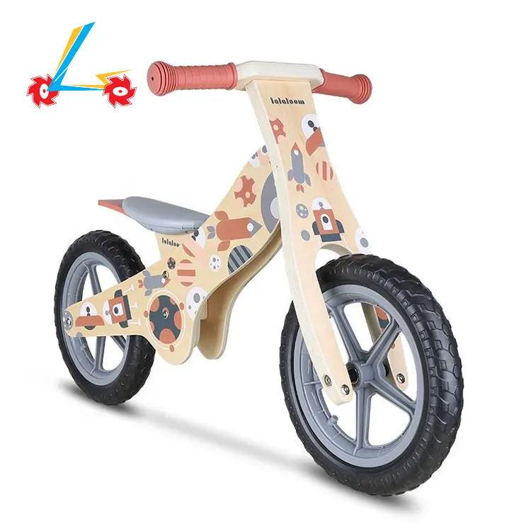 Portable Balance Bike Toy Balance Car Vélos pour enfants en bois écologique en bois pied unisexe 2 à 4 ans, 5 à 7 ans