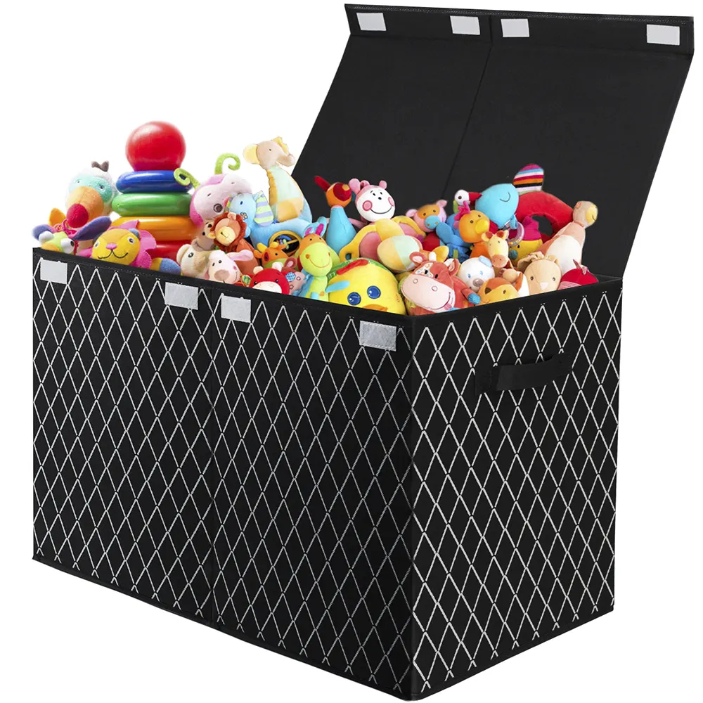 Large Capacity Foldable Toy Storage Organizer Chest with Flip-Top Lid for Kids Living Room