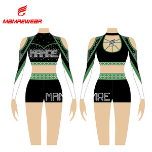 Mamre özel baskılı nefes amigo kıyafet Spandex ile kristal dekorasyon Cheer üniforma takım için - Product Image 1