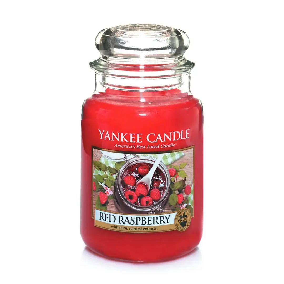 Großhandel Luxus Private Label Yankee Style Duft kerzen Soja wachs Big Glass Jar Rote Himbeer Duft Yankee Kerze mit Deckel