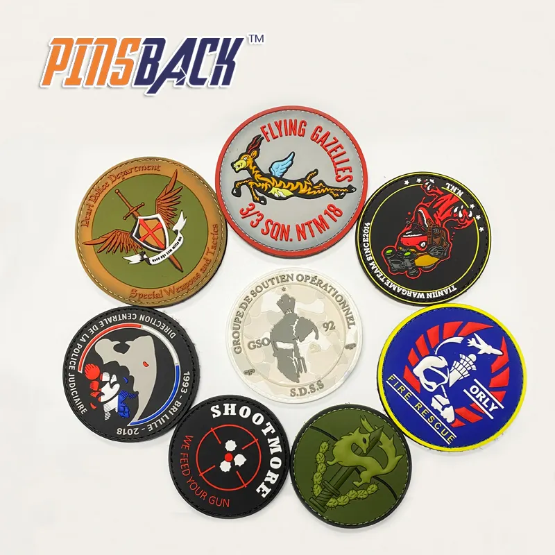 Wholesaler soft rubber pvc badge excellent strong plastic patch pvc rubber patch rubber patch circle round backing