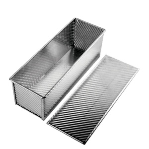 BAKEPRO Rectangular <strong>golden</strong> corrugated toast box with lid 450g bread toast mold non-stick <strong>baking</strong> cake mold - Product Image 1