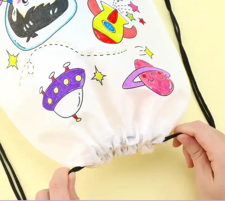 Children Handmade DIY Environmental Protection Graffiti Non-woven Bags Kindergarten Kids Art Painting Coloring Hand Craft Toys