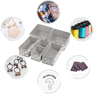 Set 6 Foldable Fabric Storage <strong>Bins</strong> Square Box Containers for Socks Dresser Drawer Cupboard Organizer Office Organization <strong>Packing</strong> - Product Image 6