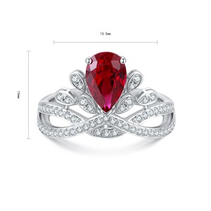 彼女のギフトパーティーの結婚指輪のための女性のヴィンテージ婚約指輪のための真新しい925スターリングシルバーラボで育ったルビーリング