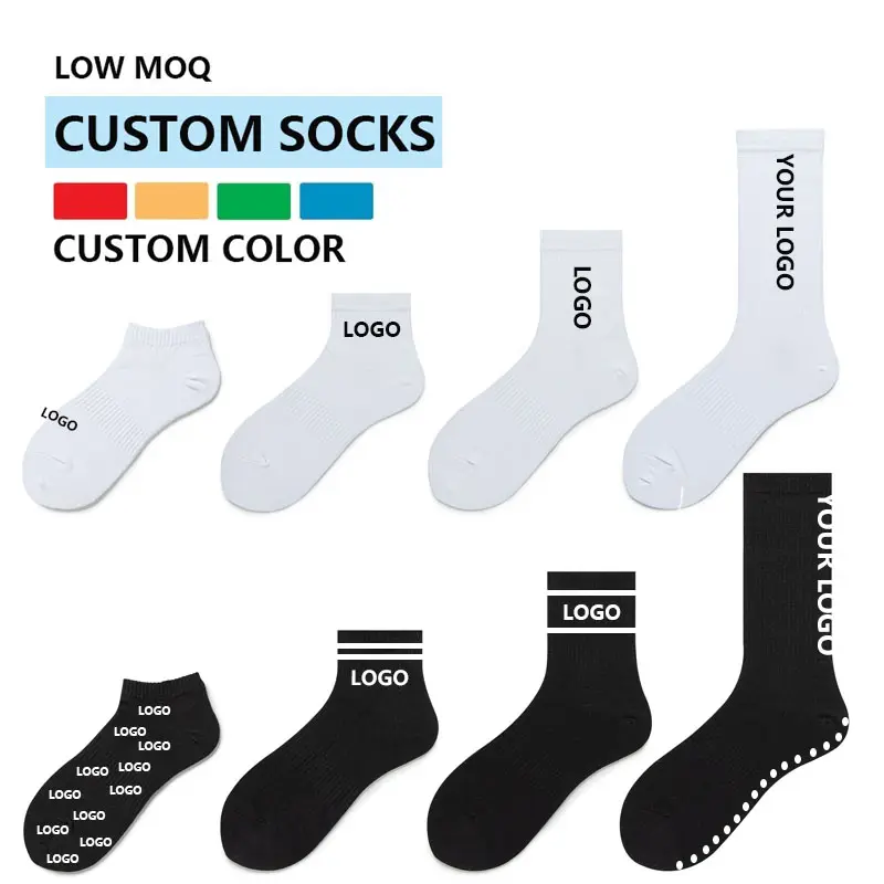 wholesale custom logo women men cotton socks new fashion plain color terry crew socks running basketball sports socks