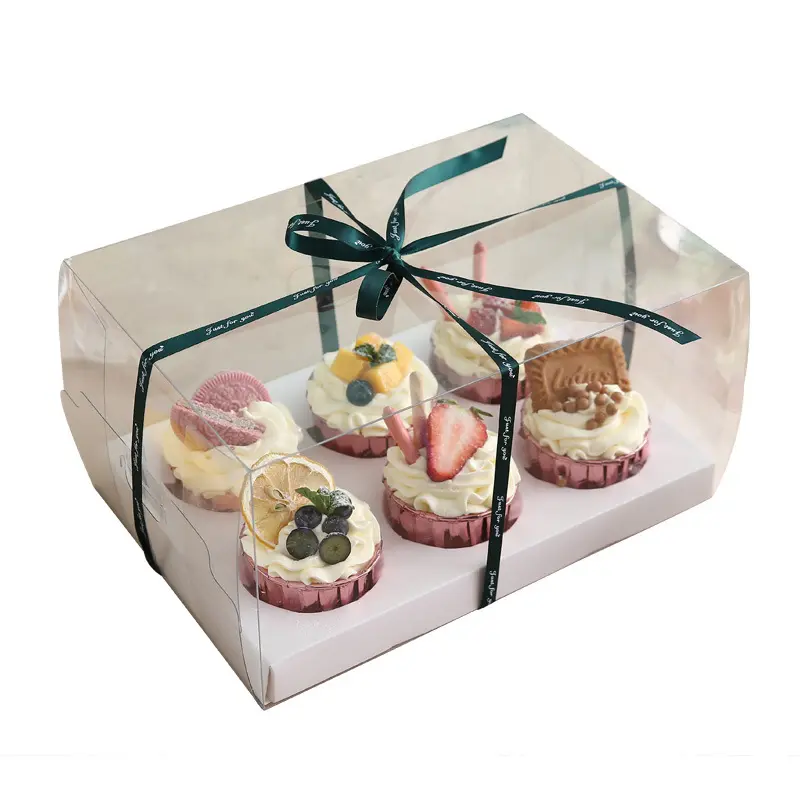 Cupcakes şeffaf kağıt pasta kutusu temizle Cupcake Donut kutusu