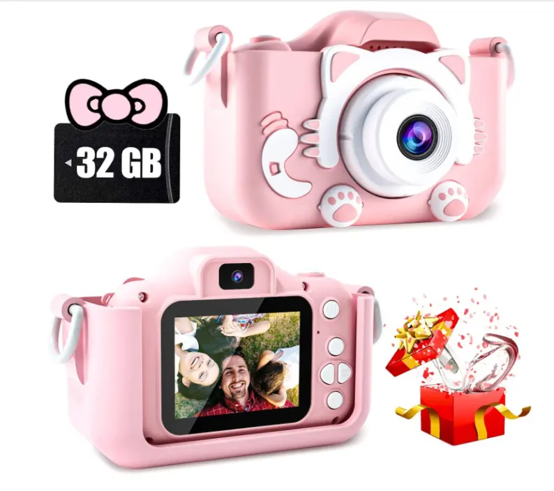 Cámara de vídeo para selfies para niños de 3 a 12 años, funda de silicona a prueba de golpes, juguetes de cámara Digital, regalo de Navidad, 20MP1080P