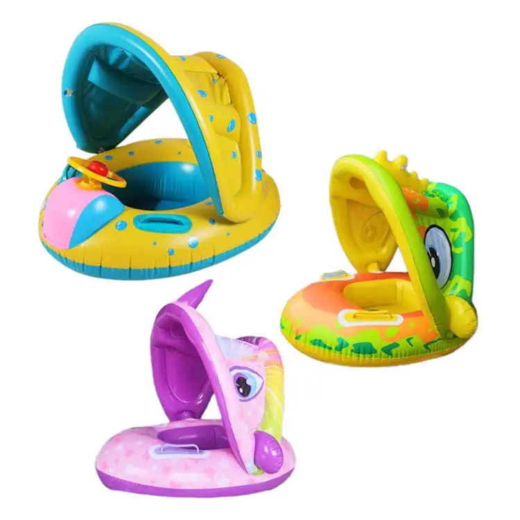 Galleggiante gonfiabile per piscina galleggiante per il nuoto con tenda da sole Assist anello per sedile galleggiante personalizzazione in PVC galleggiante per bambini JUSTWARE