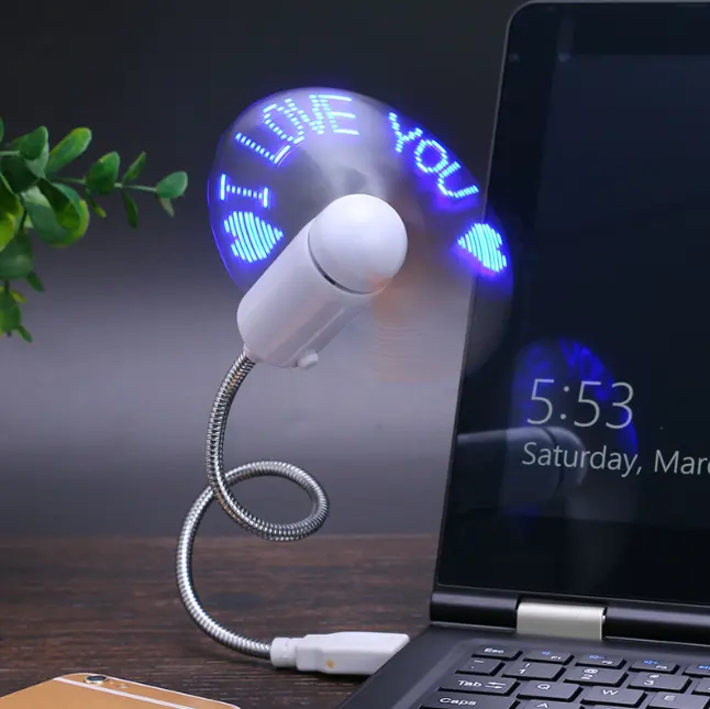 Colorful Mini USB LED Flash Fan Programable Message Fan