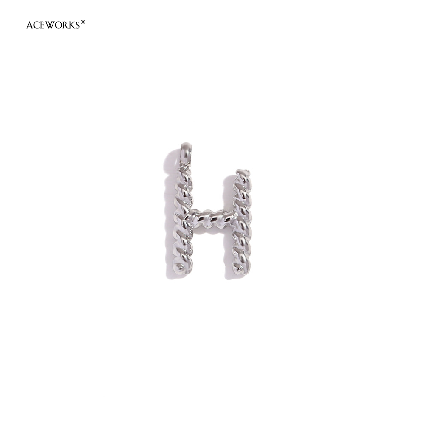 Mini Twisted Letter Pendant-Steel Color-H