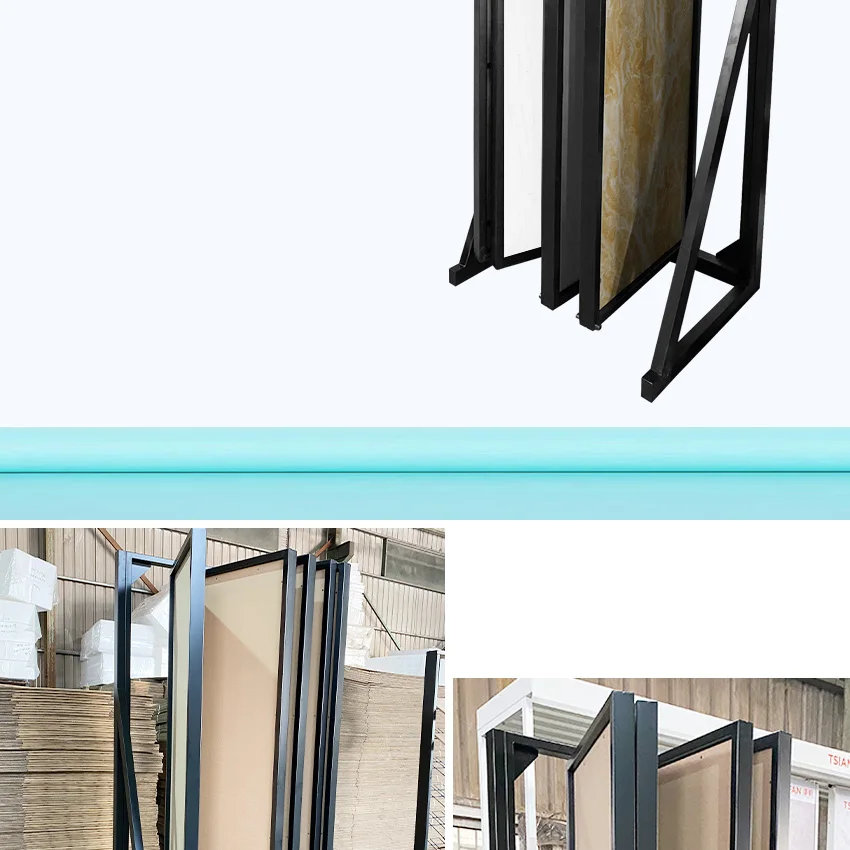 Metal Frame Wing Rack Stone Page Turn Stands Book Display Showroom Panel Plate Marble Turning-Page Ceramic Tile Display Rack