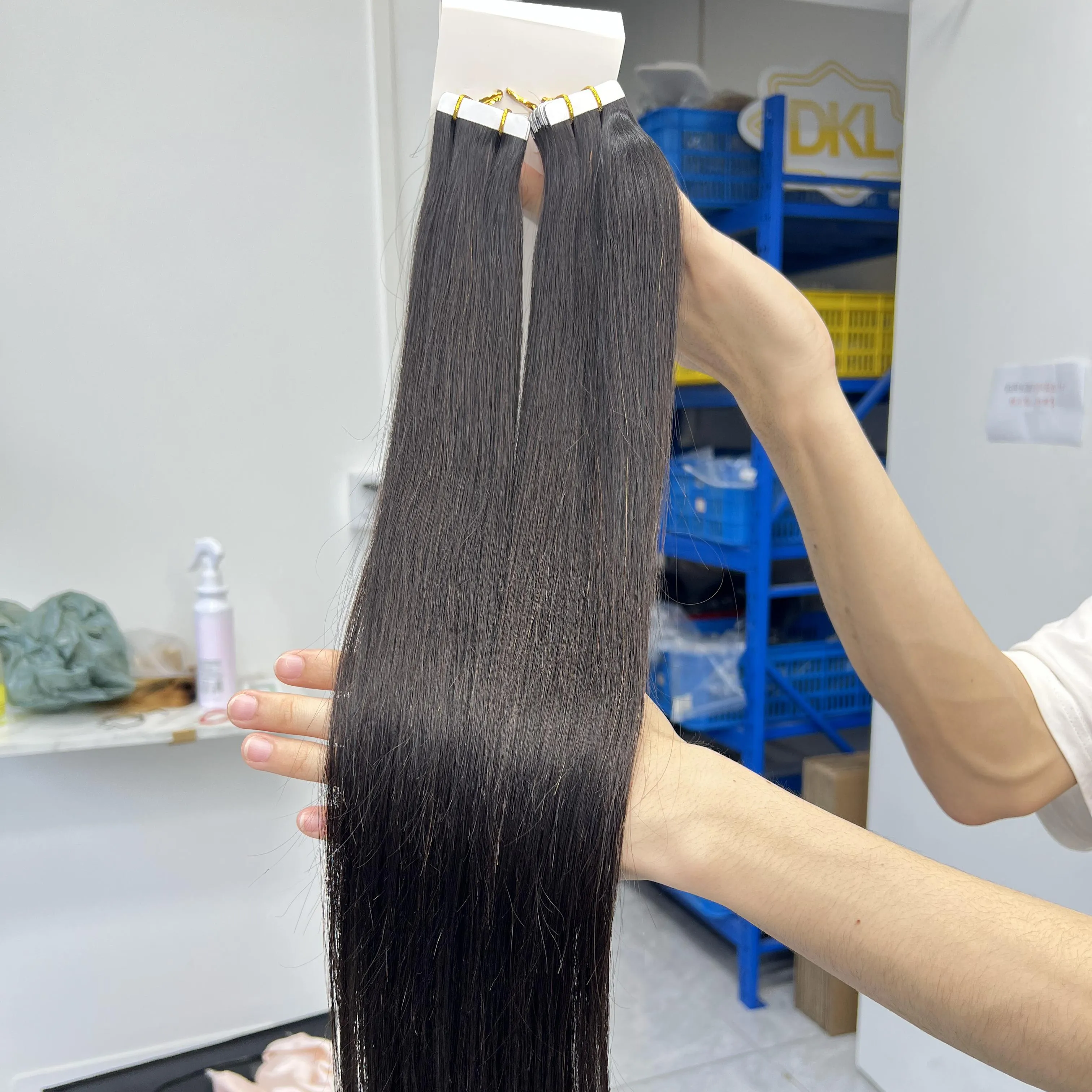 Европейские двойные натянутые русские ленты для наращивания волос 100% человеческие волосы, Высококачественная натуральная лента для наращивания волос Remy