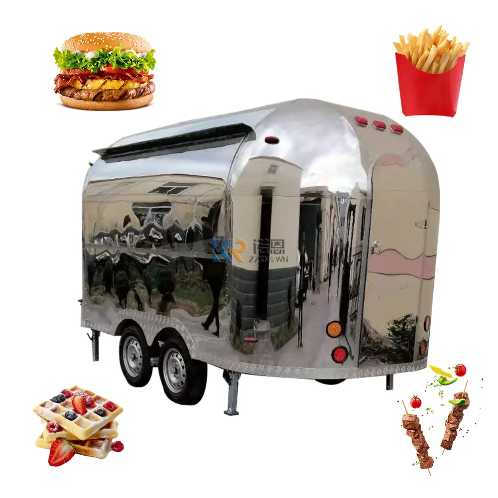 2024 camion de nourriture en acier inoxydable camion à Pizza BBQ cuisine Mobile restauration rapide Restaurant Taco remorque de nourriture Mobile pour USA Hot Dog abeille