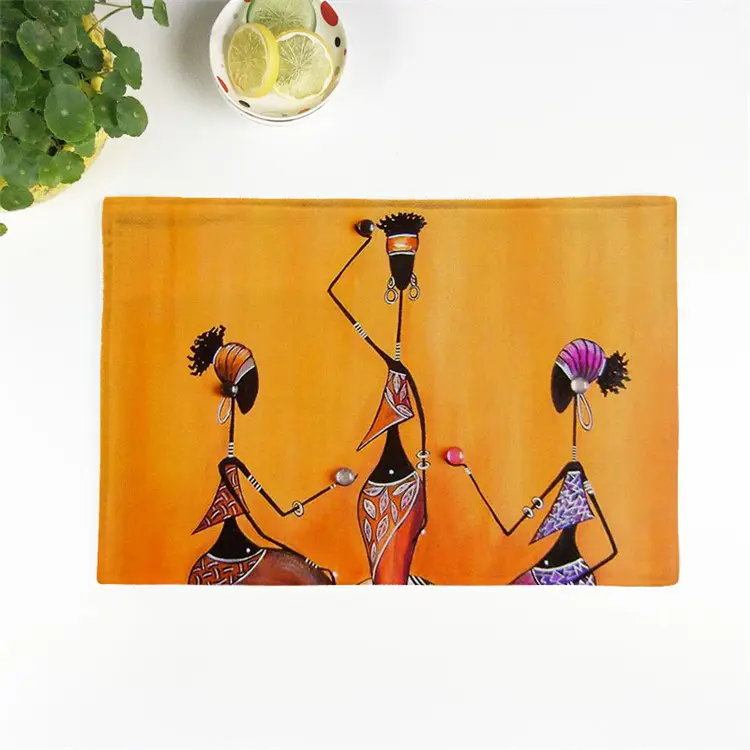 African Place Mats Girl Dancing Exotic Zulu Tribe Cultural Fashion Design Washable Fabric Placemats