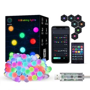 Dengtia-cordón de cuero con luz LED inteligente, 16 millones de opciones de colores, efecto Rgb Ic, <span class=keywords><strong>Control</strong></span> inalámbrico por aplicación remota, luz de música