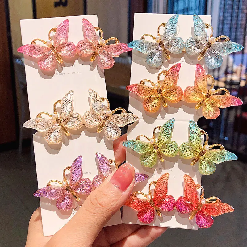 Horquillas bonitas de mariposa para el pelo para niña, accesorios para el cabello, venta al por mayor