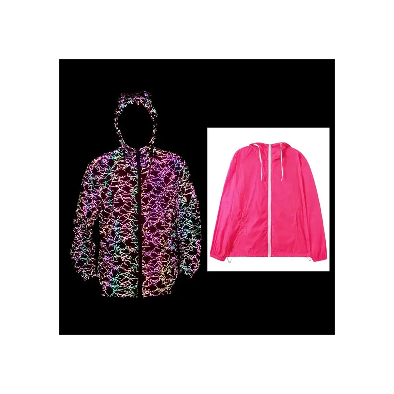 Sol de verão proteção uv resistente leve rosa íris impresso hi viz reflexiva jaqueta outerwear roupas de casca mole com capuz