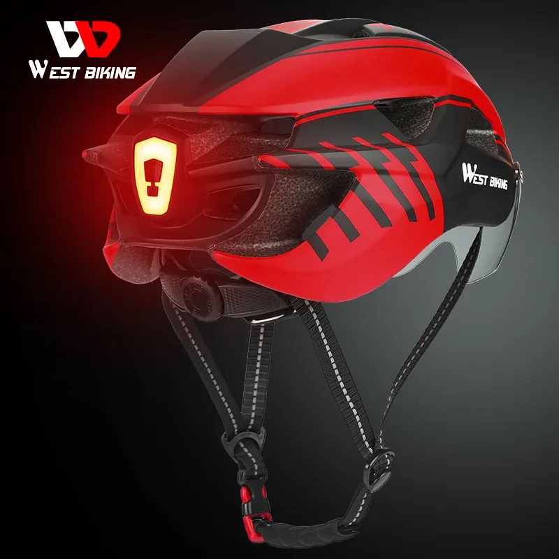 WEST BIKING-casco de seguridad para motocicleta, luz recargable por Usb, ajustable, personalizado, para adulto