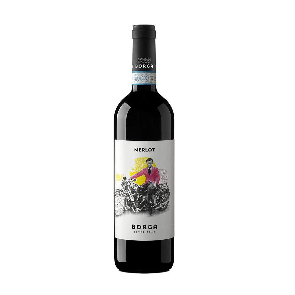 ขวดไวน์แดงเมอร์ล็อตด็อกเวเนเซียไวน์รสเข้มข้นแบบอิตาเลี่ยน