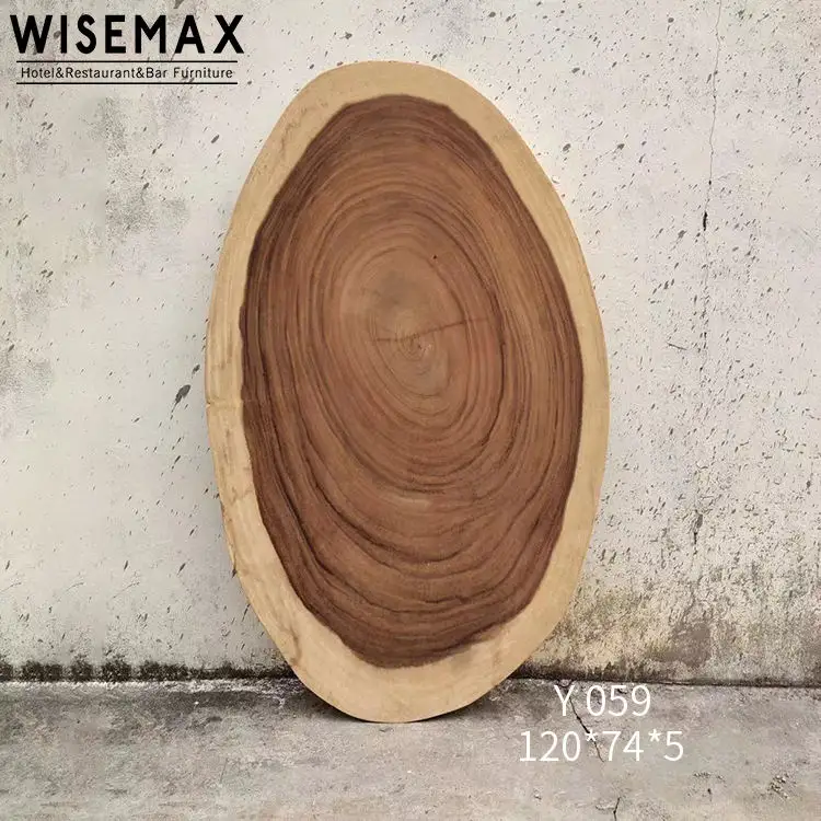 WISEMAX MUEBLES Mesa de comedor de losa de nogal de borde vivo Natural hecha en fábrica Mesa de comedor de nogal de madera maciza borde vivo