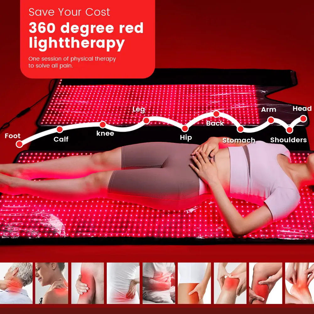 Nueva tendencia Uso en el hogar Estera de cuerpo completo Alivio del dolor 660nm 850nm Cama cerca de la terapia de luz roja infrarroja Manta para dormir