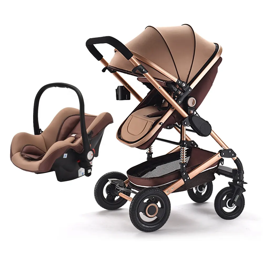 Purorigin 2024 produits pour bébé luxe 3 en 1 cadre en aluminium bébé tendance expédition poussette wagon avec siège auto pour bébé 0-3 ans