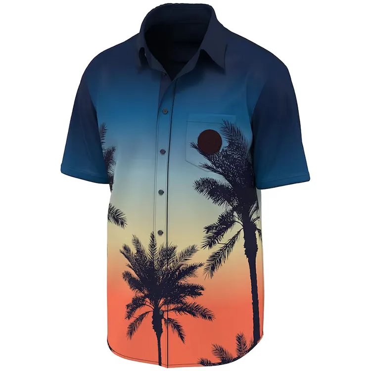 Nueva moda Streetwear Impresión de alta calidad Vacaciones 100 Algodón Estilo Hawaiano Camisas casuales Su propio logotipo