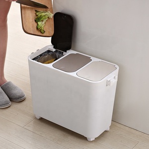 Kworld çöp ayırma dikdörtgen 3 bölme çöp kovaları enerji tasarrufu tekerlekler sıhhi kolları - Product Image 4