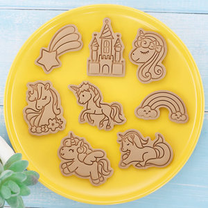 サフロンユニコーン8ピース/箱ユニコーンデザインクッキーカッターフォンダンセットバルククッキーカッターエンボス加工金型スタンプ - Product Image 3