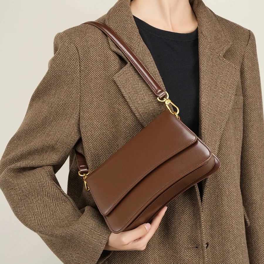 Promosi kustom kecil terbaik kulit asli wanita tas tangan kasual selempang bahu tunggal tas wanita untuk wanita kualitas tinggi