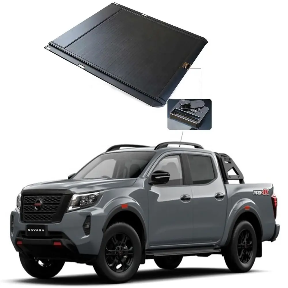 Cubierta de Tonneau retráctil dura impermeable para camioneta con bloqueo de contraseña para tapa de aluminio plegable Nissan Navara NP300